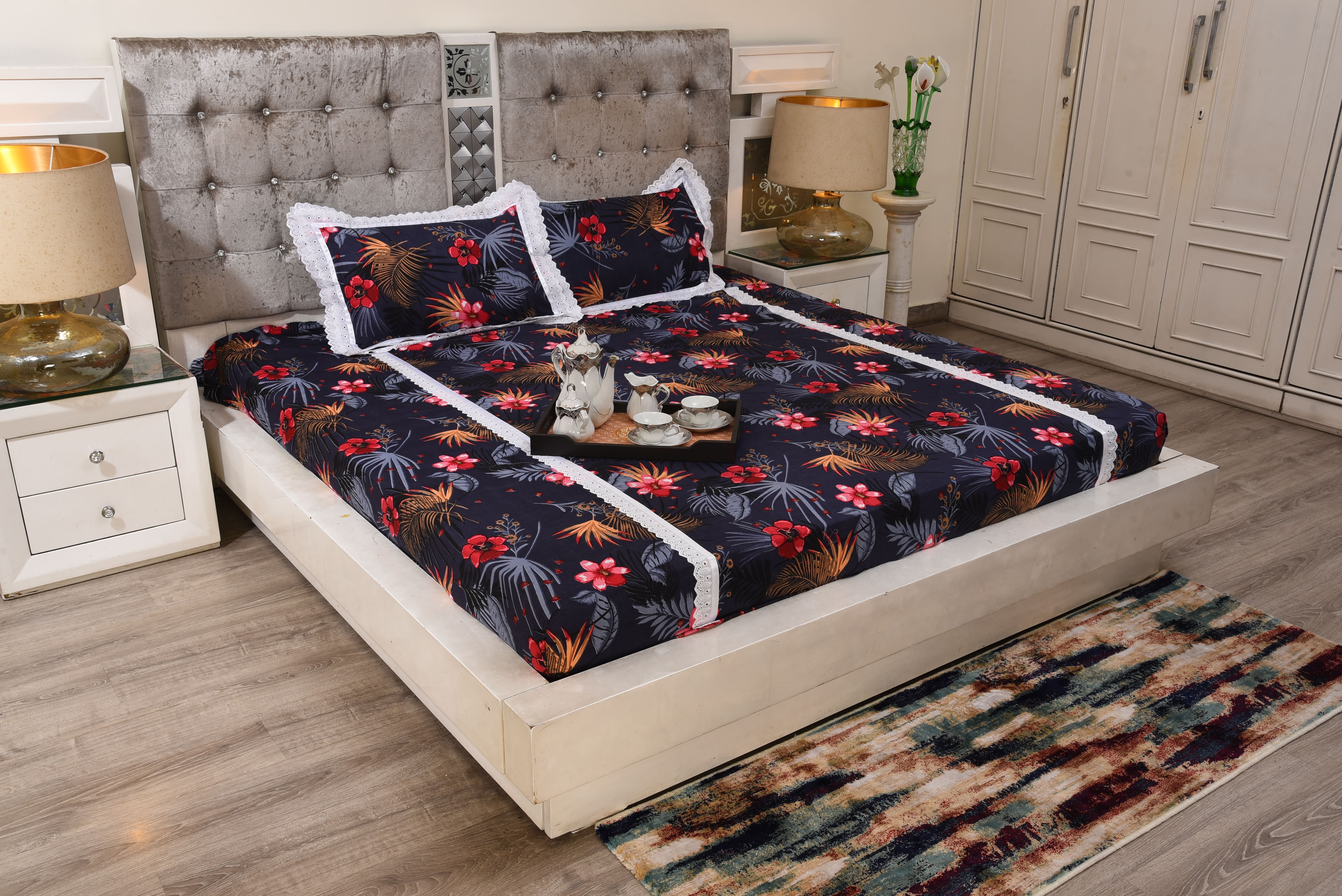Midnight-toned Floral Bedsheet