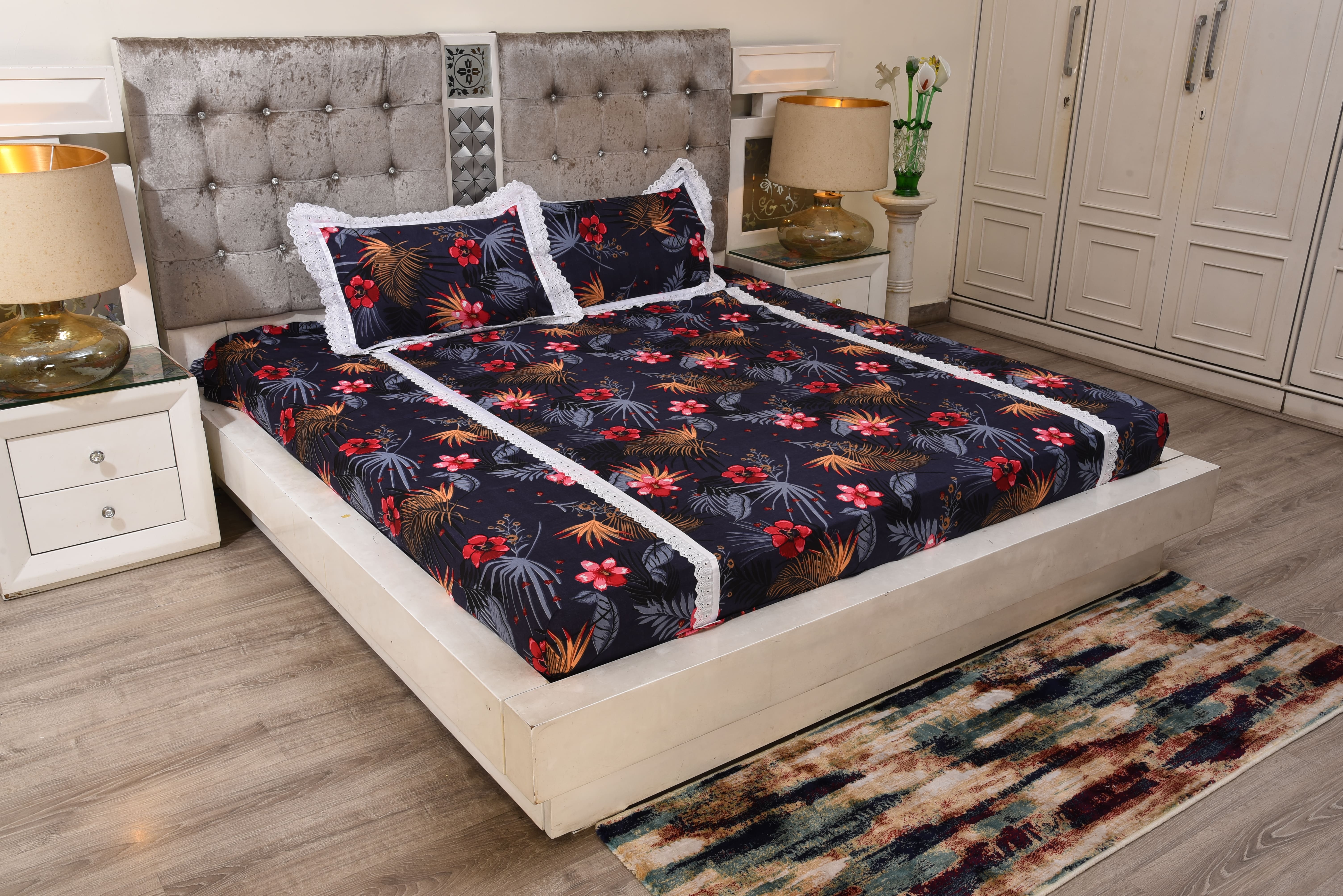 Midnight-toned Floral Bedsheet