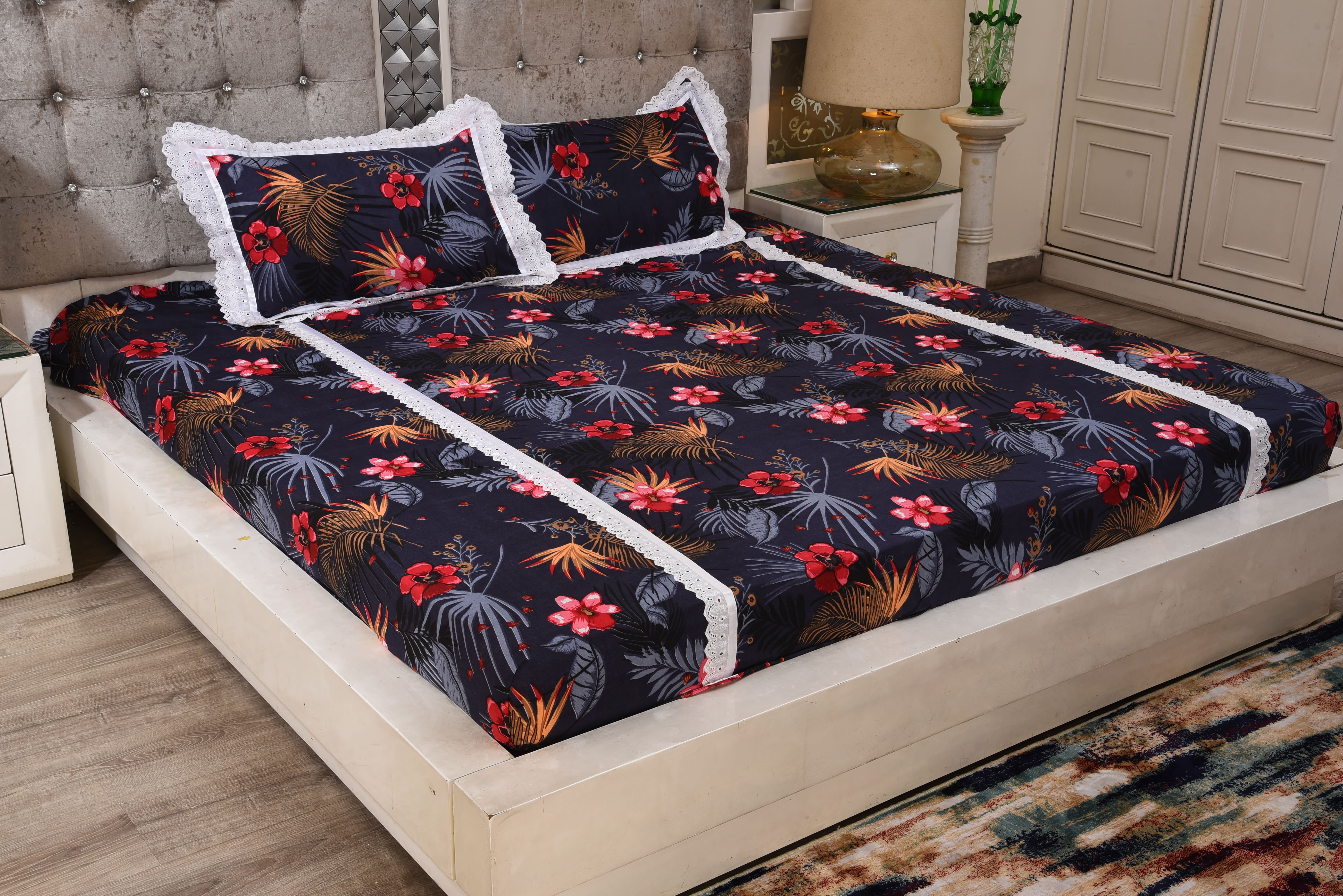 Midnight-toned Floral Bedsheet