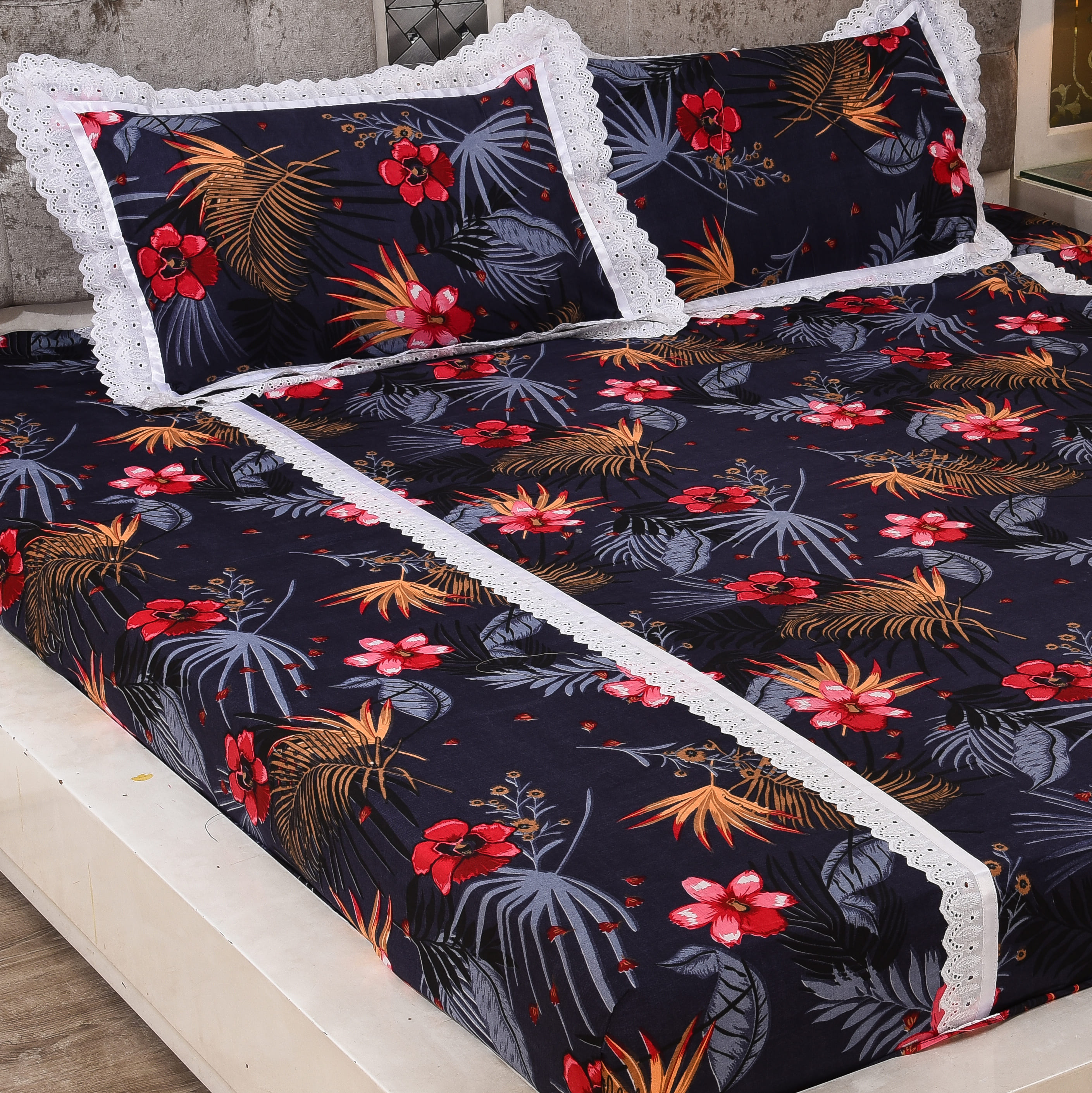 Midnight-toned Floral Bedsheet