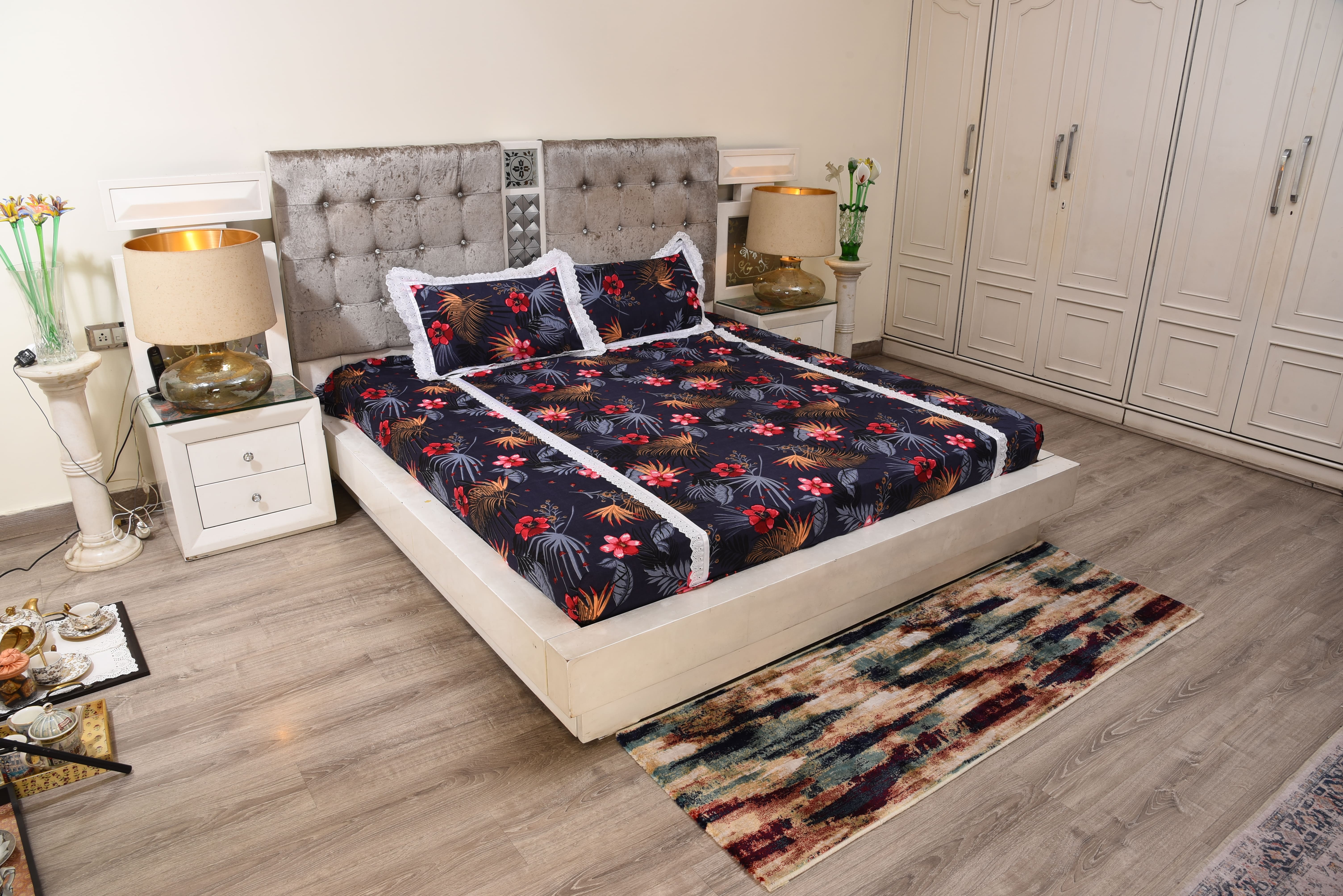 Midnight-toned Floral Bedsheet