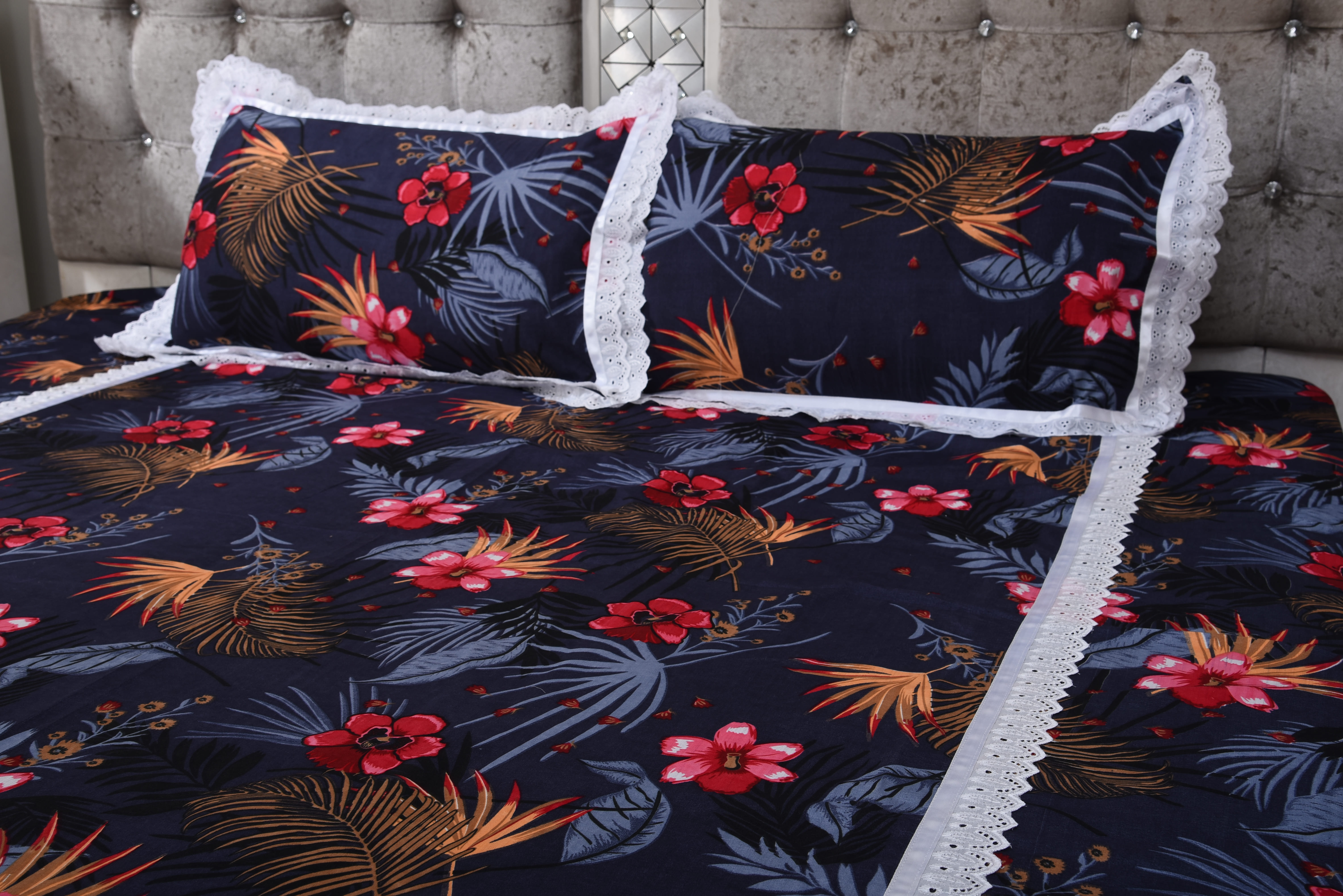 Midnight-toned Floral Bedsheet